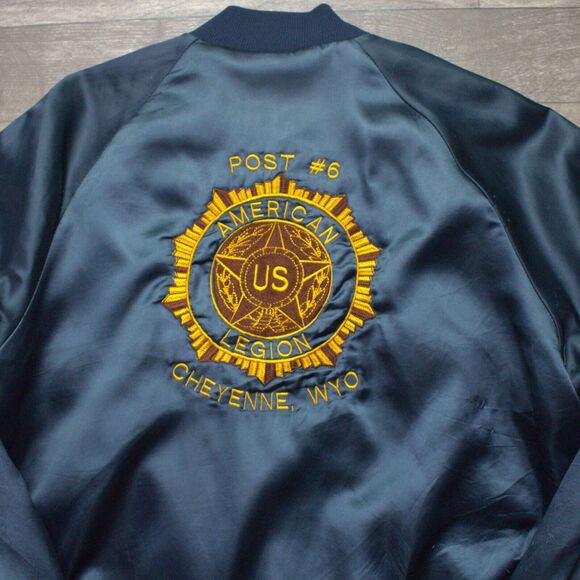 Vintage West Ark American Legion Post 6 Cheyenne, Wyo Men’s Satin Jacket Size S - Picture 1 of 7